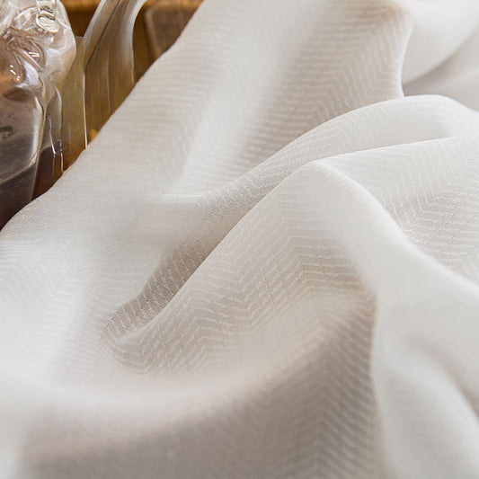 Herringbone Gauze Curtain Translucent Opaque White Lace Window Sheer