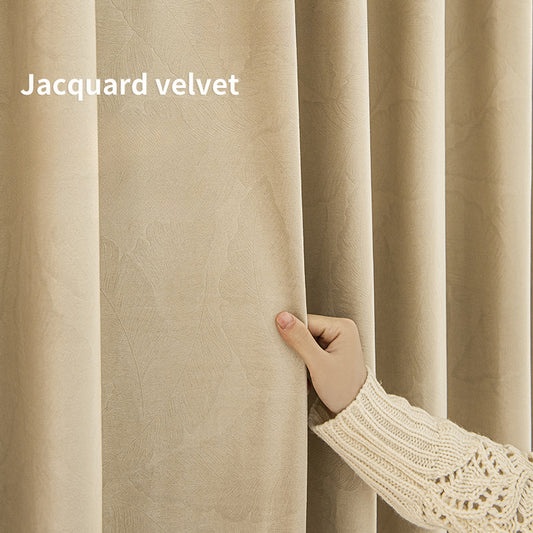 Jacquard Velvet- Embodied Large Leaf Pattern Blcokout Curtain