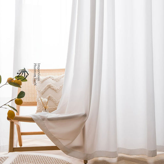 Phantom yarn fish bone pattern curtain